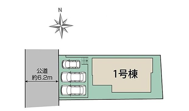 【区画図】閑静な住宅地☆カースペース3台分(軽1台)ございますので、来客用の駐車スペースとしてもお使いいただけます♪自転車を駐輪するスペースもございます♪