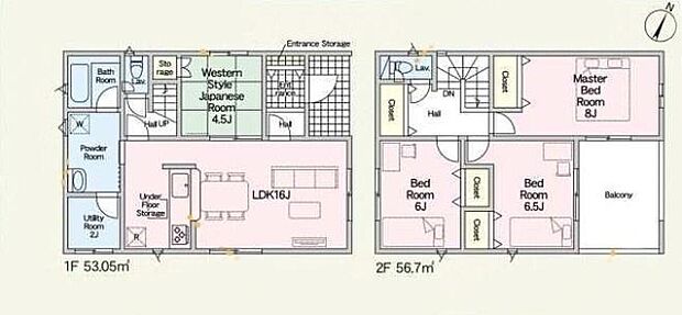 (1号棟)、4LDK、土地面積139.25m2、建物面積109.75m2