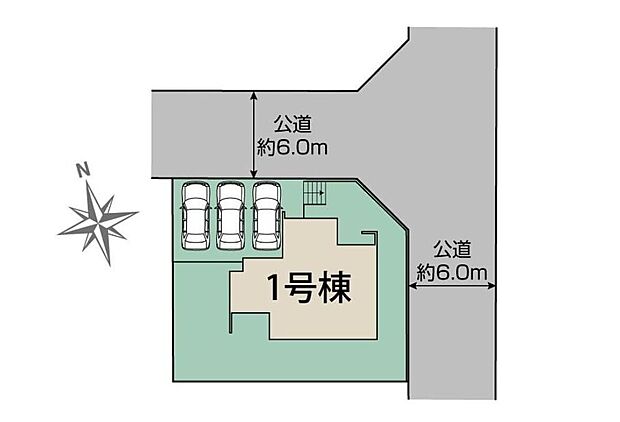 【区画図】閑静な住宅地☆カースペース3台分ございますので、来客用の駐車スペースとしてもお使いいただけます♪自転車を駐輪するスペースもございます♪