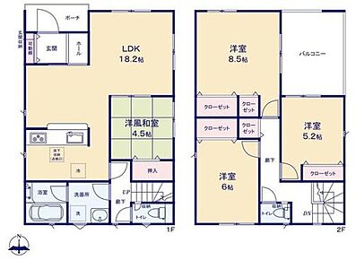 リビングスペースとダイニングをしっかり
分けて使うことができ、メリハリのある間取り
プランです◎全居室収納を備え、いつも
すっきりと快適なお住まい☆ 