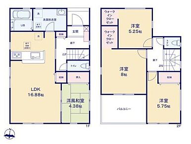 2階居室には2か所のWIC付き♪
衣替えなど衣類の管理がラクになります◎
主寝室は8帖、大型ベッドを置いてもゆとりがあります☆
人気の対面式キッチンからはリビングで過ごす家族の様子が見えて安心。 
