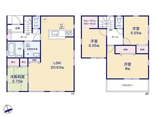 【4LDK】書斎や仕事部屋としても使いやすそうな収納が2つ用意された和室♪
20帖を超えるLDKはご家族全員が寛げる憩いの場♪
スーツケース等も収納できるWICでお子様のお部屋も広くお使いいただけます♪