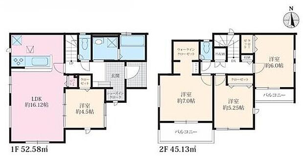【4LDK】明るく開放感のあるリビング！対面式キッチンは、いつでもご家族を感じられます♪
玄関にSIC・主寝室には広々WIC・全居室収納付きの、お部屋を広く使えるお住まい♪2つの南向きのバルコニー♪