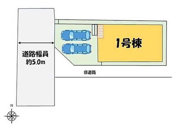 【全体区画図】カースペース2台分ご用意ございます♪
家族分の自転車を駐輪したり、来客用の駐車スペースとしてもお使いいただけます♪