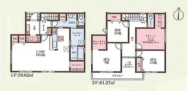 【3LDK+S】〇広々19帖のLDK！対面キッチンからはLDK全体を見渡せます♪
〇パントリー、リビング収納、2つのWIC、SICなど大変収納が充実しているため、お部屋が綺麗に保てますね♪
〇家事動線の効率の良い水回り集中プラン♪