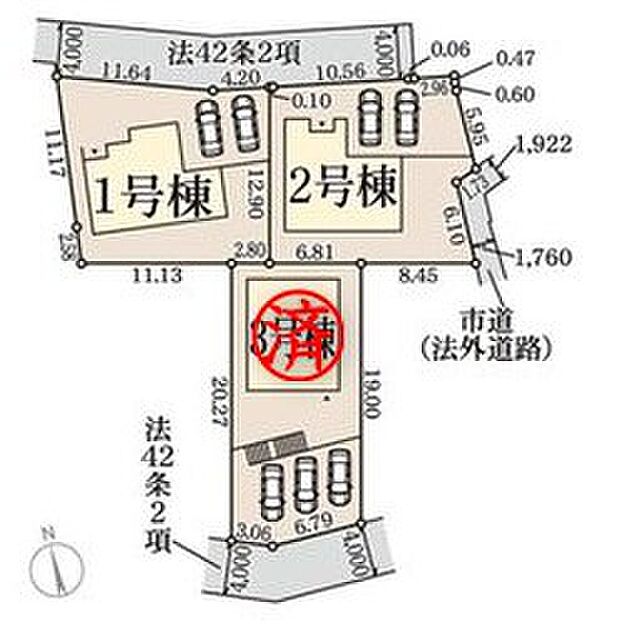 【≪全体区画図≫】カースペースは2台分可能♪閑静な住宅地☆住人以外の車の進入も少なく、小さなお子様のいるご家庭も安心です♪