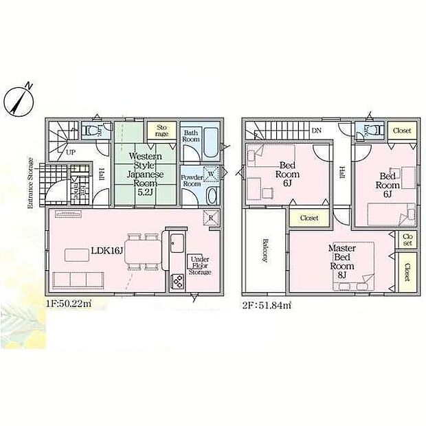 【4LDK】2階居室は6帖～8帖とゆとりある間取りプラン♪お子様の遊び場やお昼寝にぴったりな和室付きです◎忙しい朝もスムーズな家事動線になる水回り集約設計を採用☆