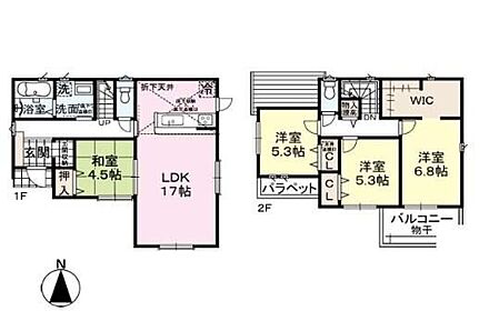 ◇和室付き♪◇WIC＆全居室収納で増えがちな衣類や趣味の道具などもすっきり♪◇ベビーカーやゴルフバック置き場にも最適な土間収納♪ 