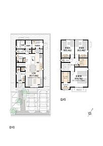 ■33号地間取図
1階に水回りとリビング、2階に3部屋の洋室がある3LDKになります。洋室にはそれぞれパーソナルクロークもついており、収納も豊富となっています。 