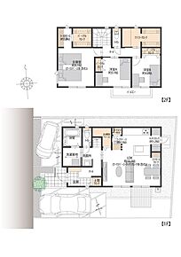 5号地のLDKにはワークスペースがあり、お子様の学習スペースや、テレワークや趣味のスペースとしてもご活用いただけます。また、土間クローク、キッチンクローク、ファミリークロークなど、収納も豊富です。 