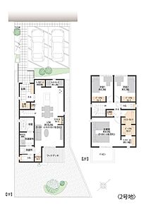 2号地は約18.2帖のLDKがある3LDKです。LDKの一角と主寝室には家族の気配を感じながらも集中できるワークスペースがあります。 