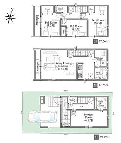 ※建物面積に車庫部分8.76m2含む 