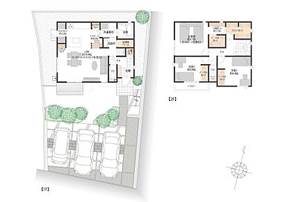 約19.4帖のLDKがある3LDKです。LDKの一角と主寝室には家族の気配を感じながらも集中できるワークスペースがあります。ファミリークローク、おでかけクロークなど、収納も充実しています。 