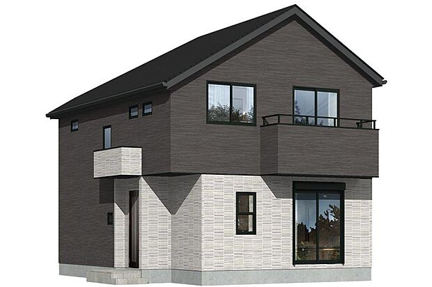 2号棟|ダークブラウンとライトグレーのコントラストが美しく、モダンで洗練された印象の外観。 ※実際の色・仕様と異なる場合があります。