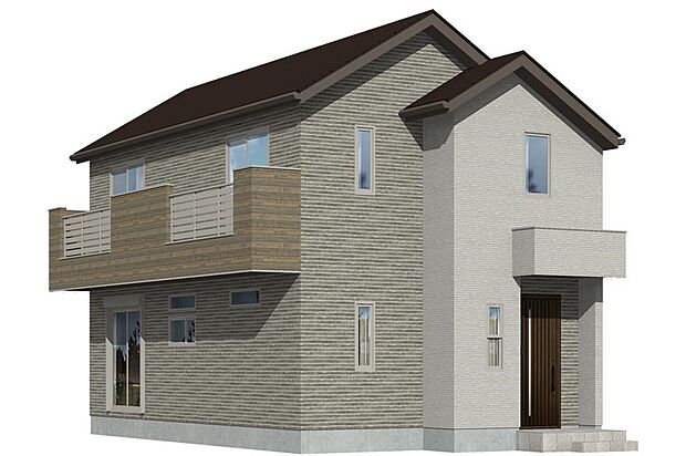 【完成予想図(外観)】5号棟｜4LDK+パントリー+エントランスシンク+ただいまクローク+ファミリーコーナー +リネン庫+リビング階段+ワイドバルコニー  ※実際の色・仕様と異なる場合があります。