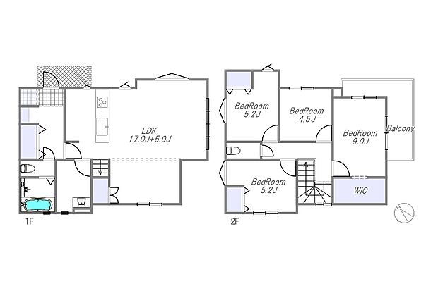カースペース2台分の4LDKの大型間取りプラン!収納スペースも豊富!