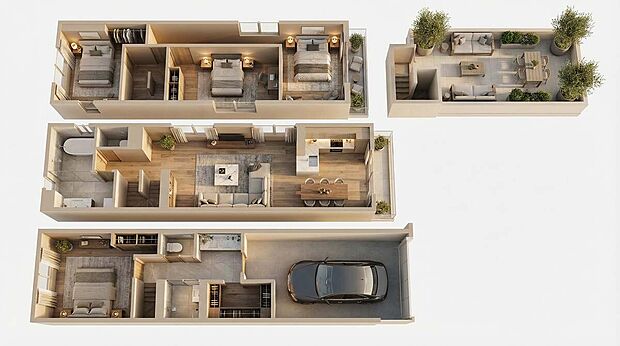 【4LDK】※3D加工のため、あくまでイメージの家具、設計レイアウトとなります。