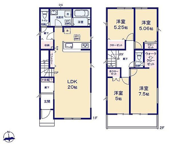 (２号棟)、価格3292万円、4LDK、土地面積127.81m2、建物面積105.78m2
