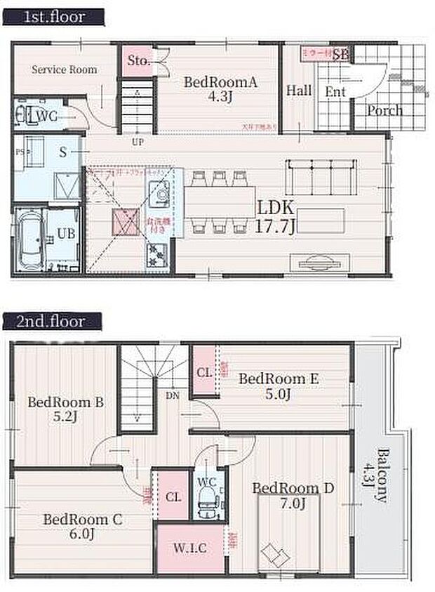 (２号棟)、価格3499万円、5LDK+S、土地面積132.42m2、建物面積105.57m2