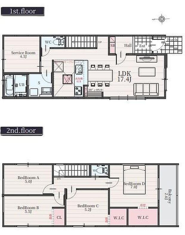 (２号棟)、価格3699万円、4LDK+S、土地面積137.33m2、建物面積104.33m2