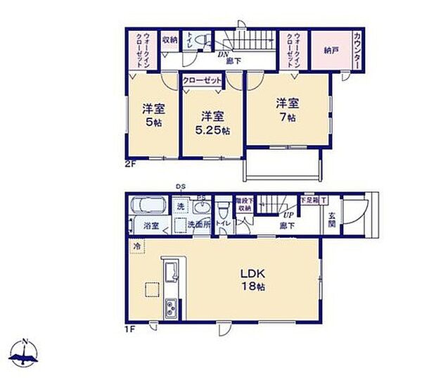 【3LDK+S】対面式キッチン仕様の南向き約１８帖リビング♪
２階３屋あり、お子様ひとりひとりにお部屋を与えられます♪
大きな荷物も収納可能なウォークインクローゼット付きや納戸付き♪
日当たり良好な南側バルコニー♪