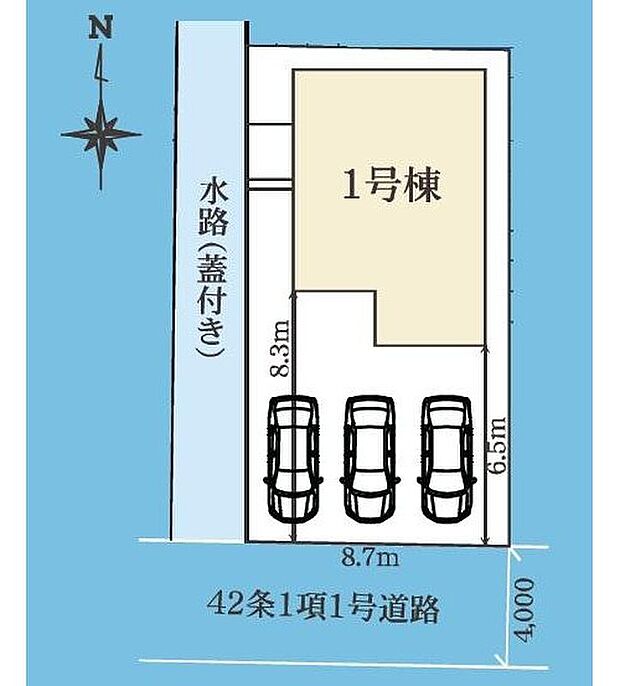 【区画図】１号棟　３，１９０万円