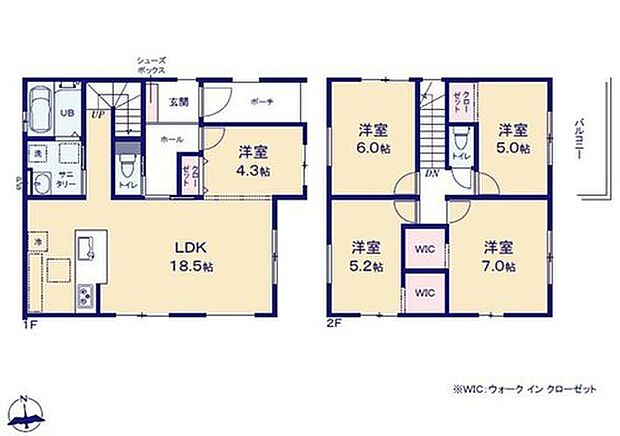【5LDK】対面式キッチン仕様の約18.5帖リビング♪
居室5部屋あり、使用用途多数♪
LDKと洋室を一体できる人気の間取り♪
WICがあり、収納スペース充実♪
2部屋から出入りできる陽当り良好な東側バルコニー♪