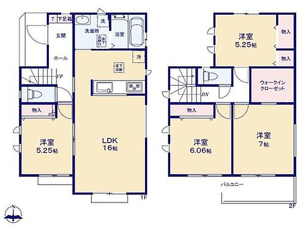 【4LDK】対面式キッチン仕様の約１６帖リビング♪
居室４部屋あり、使用用途多数♪
２階の居室約７帖あり広々プライベート空間！WICがあり、収納完備♪
２部屋から出入りできる便利なバルコニー♪
