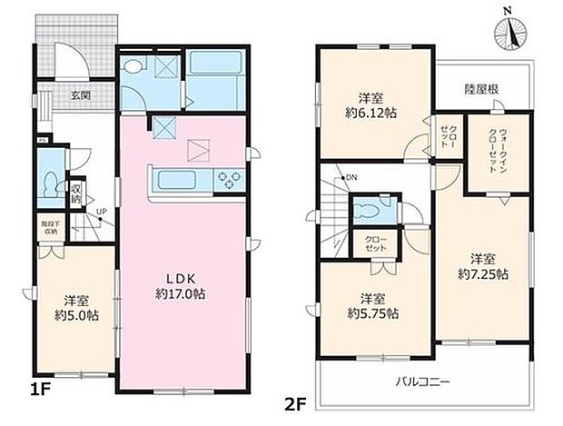 【4LDK】対面式キッチン仕様の約17帖リビング♪
リビングに隣接した洋室はお子様のお昼寝場所にも◎♪
WIC等、各所・各居室に収納スペース充実♪
陽当り良好な南側バルコニー♪