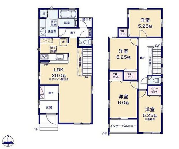 【4LDK】オシャレな折上天井仕様の南向き約２０帖リビング♪
居室４部屋あり、使用用途多数♪
各居室に収納スペース充実♪
日当たり良好な南側インナーバルコニー♪