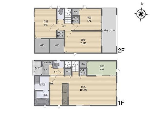 【4LDK+S】対面式キッチン仕様の約１８．２帖リビング♪
リビングに隣接した和室はお子様のお昼寝場所にも◎♪
WICがあり、各所・各居室に収納スペース完備♪
２部屋から出入りできる便利なワイドバルコニー♪