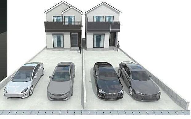 【完成予想図(外観)】完成に向けて現在建築工事中です☆土日・平日を問わず毎日モデルハウスにて物件説明会を開催中☆お気軽にお問い合わせ下さい☆