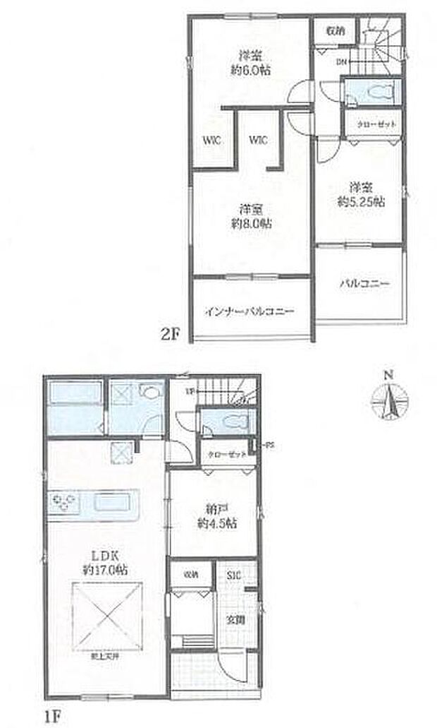 【3LDK+S】対面式キッチン仕様の南向き約１７帖リビング♪
納戸がついて使用用途多数♪
WICやSICがあり、各所・各居室にも収納スペース完備♪
日当たり良好な２面ある南側バルコニー（片方インナー）♪