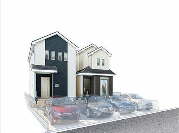 【完成予想図(外観)】完成に向けて現在建築工事中です☆土日・平日を問わず毎日モデルハウスにて物件説明会を開催中☆お気軽にお問い合わせ下さい☆