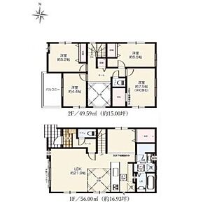 対面式キッチン仕様の約２１．９帖リビング♪
居室４部屋あり、使用用途多数♪
WICがあり、各所にも収納スペース充実♪
奥行きのある西側ワイドバルコニー♪ 