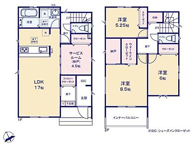 対面式キッチン仕様の約１７帖リビング♪
約４．５帖の納戸があり、使用用途多数♪
WICやSICがあり、各所・各居室にも収納スペース完備♪
陽当り良好な南側インナーバルコニー♪ 