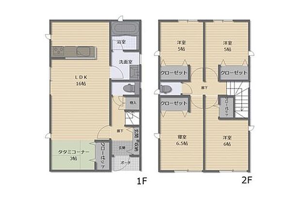 【4LDK】対面式キッチン仕様の約１６帖リビング♪
居室４部屋あり、使用用途多数♪
各所・各居室に収納スペース完備♪
日当たり良好な南側バルコニー♪