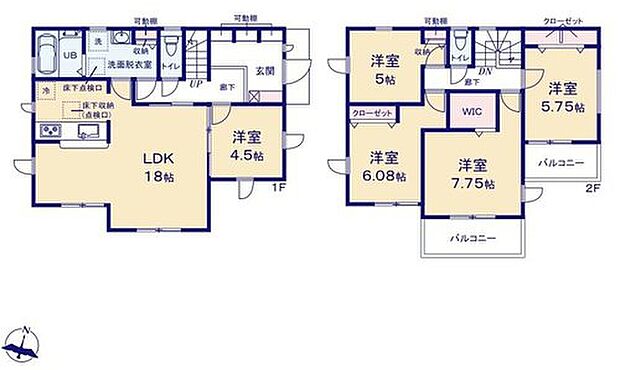 (１号棟)、価格2880万円、5LDK、土地面積196.09m2、建物面積109.75m2