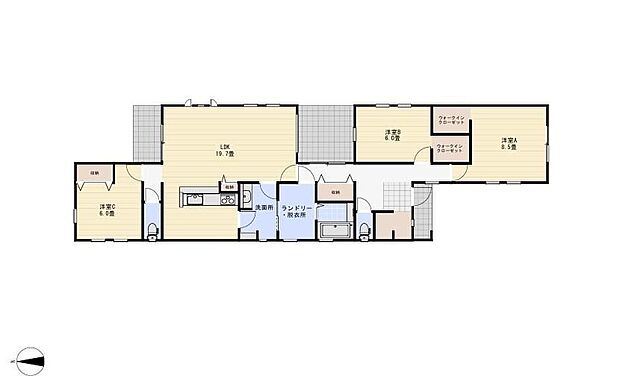 (1号棟)、価格3490万円、3LDK、土地面積545.62m2、建物面積109.35m2 