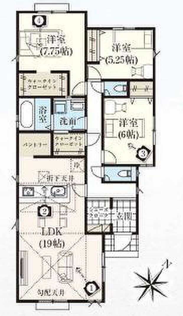 (1号棟)、価格3390万円、3LDK、土地面積221.39m2、建物面積96.05m2