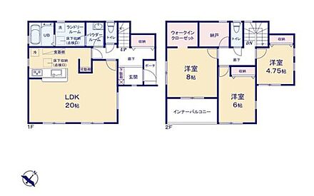 寛ぎの時間を紡ぎだす８帖の主寝室♪大型ベットを置いても余裕です。
収納力豊富なストレージルーム、ウォークインクローゼットを設置☆
洋服や小物類など、目的に応じてすっきり美しい収納を実現します。 