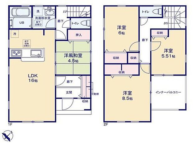 【4LDK】リビングに続き間の4.5帖和室があります!
来客時にも重宝しますが、小さなお子様を寝かせるスペースにもなりますので、使い方はあなた次第です。
収納も各部屋にあり豊富☆
