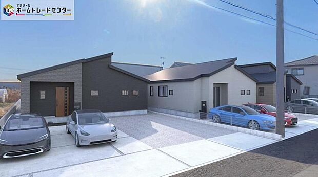 【【完成予想図】（左から３・２・１号棟）】一戸建ての大きなメリットは、「自分の土地」を自由に使えること。好きなペットが飼えるほか、ガーデニングやＤＩＹ、車やバイクの手入れなど様々な趣味を楽しめます♪