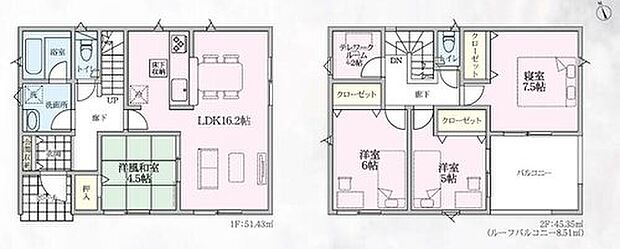 【4LDK+S】対面式キッチンでご家族の会話が増える間取りです♪
キッチンからも見守りやすい洋風和室はお子様の遊び場にぴったり◎
急な雨でも心配いらずのインナーバルコニーは、洗濯物やお布団もたっぷり干せます♪