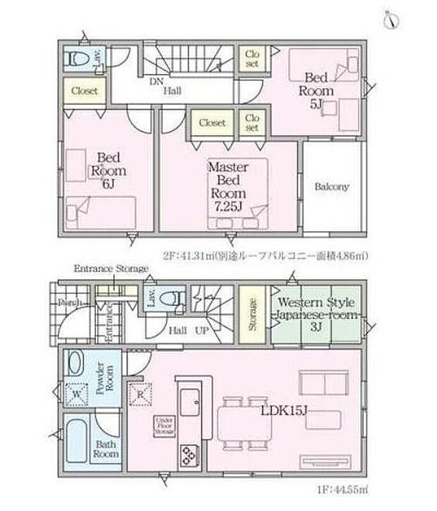 【4LDK】◇寛ぐのに丁度いい広さの和室は、赤ちゃんのお昼寝スペースにも最適です◎
◇居室を2階に集約し、プライバシーにも配慮♪
◇バルコニーは2部屋より出入り可能でお洗濯も快適◎