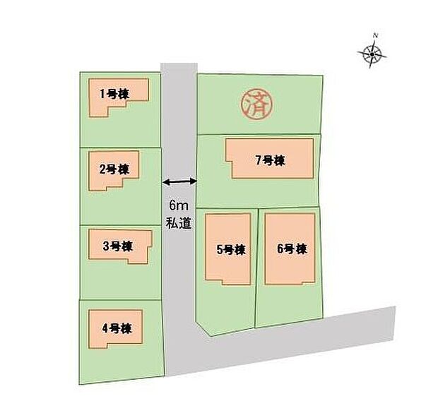 【全体区画図】JR高崎線「神保原」駅利用♪車で7分◎同世代が集まりやすく、ご家族同士の交流もしやすい全8棟のコミュニティタウン♪