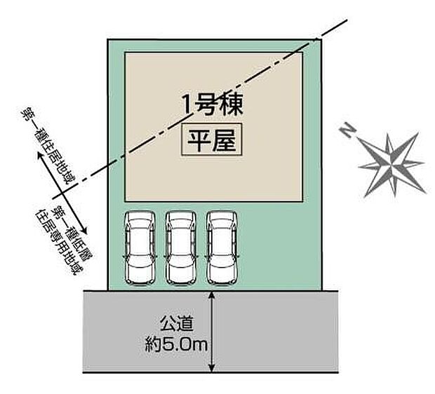 【全体区画図】深谷駅まで徒歩11分!通勤・通学時間短縮で家族時間が増えそう◎
駐車スペースは最大3台可能で来客時も安心のゆとりある配置です☆(車種による)
住環境良好な人気の低層住居専用地域に立地しております◎