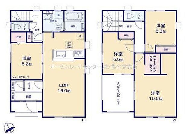 【4LDK】空間を活かした2階建てプラン☆
家族とのつながりを意識した見通しのいいリビングは会話が弾んでみんなを笑顔にします♪
風通しの良いインナーバルコニーは奥行もありますのでお洗濯ものもたくさん干せます♪