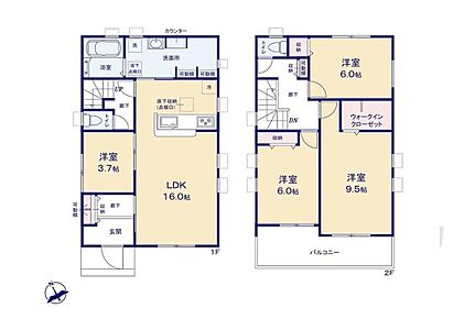 ◇2階全居室6帖以上＆収納完備でゆとりのある設計です☆◇洗面室にはタオルや部屋着などの収納に便利なリネン庫付き♪◇南向きのゆったりバルコニー！洗濯物がたくさん干せます♪ 