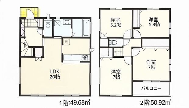 2つの大きな掃き出し窓から豊かな陽光が差し込み、お部屋全体を明るく包み込みます。木のぬくもりを感じる柔らかな色調のフローリングが、家族の団らんを優しく演出。